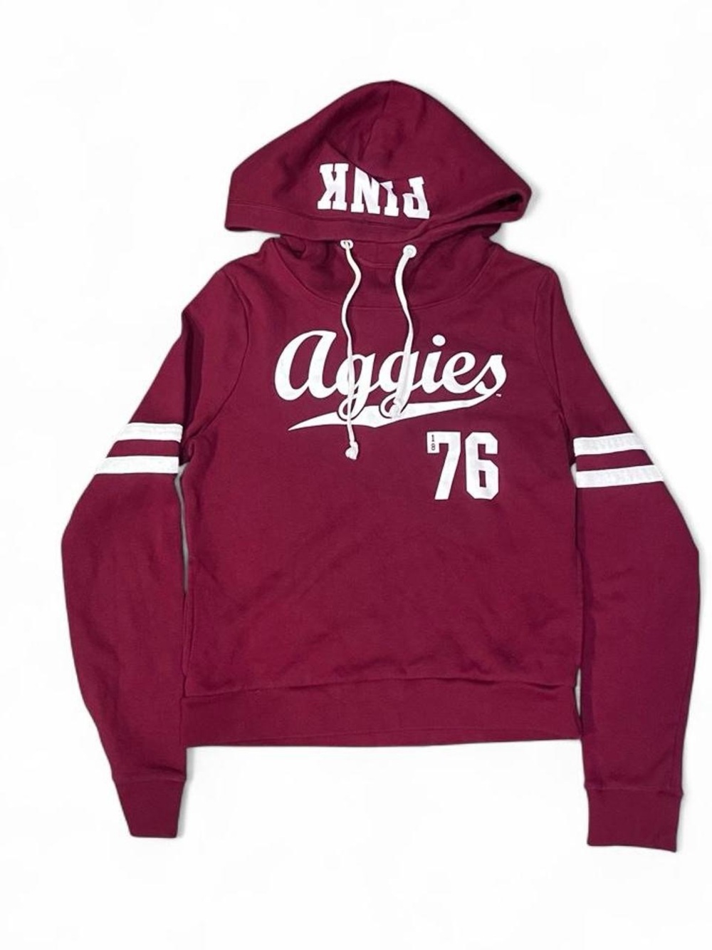 PINK Victoria's Secret Maroon Hooded Pullover with White Drawstring